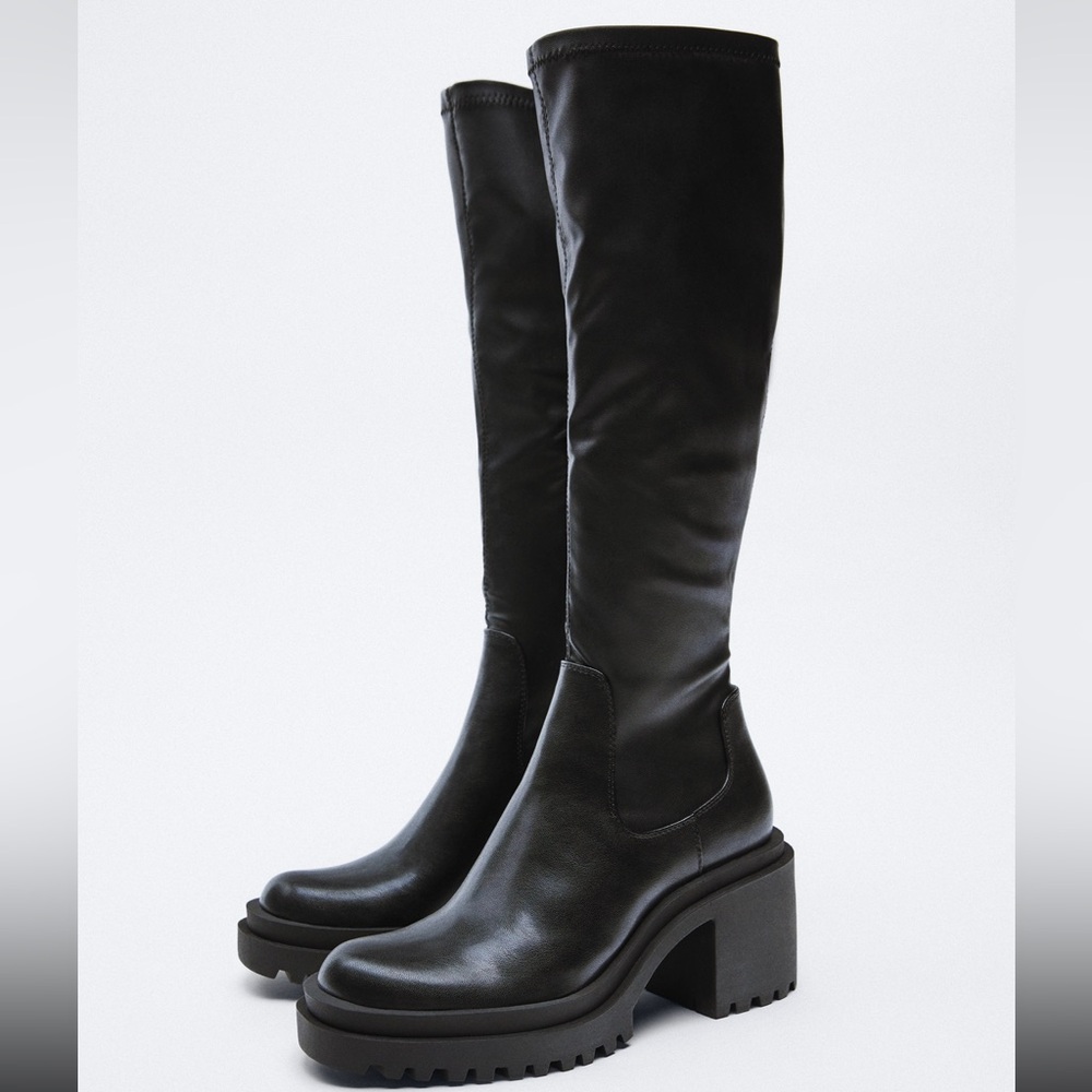 ZARA FITTED HEELED KNEE HIGH BOOTS